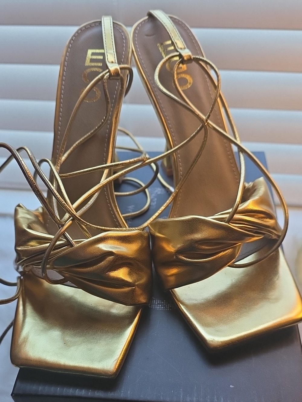 Ego Metallic Gold Lace-Up Women’s Heels Sz 10